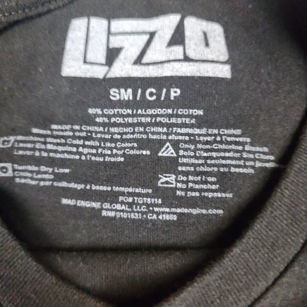 Lizzo Black Graphic T-Shirt Womens Small Bold Orange Text - Picture 2 of 6